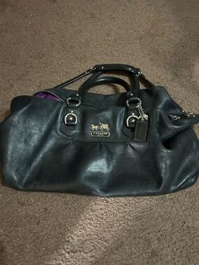 Pre-owned Vintage Black Coach Madison Sabrina Satchel with Purple Interior